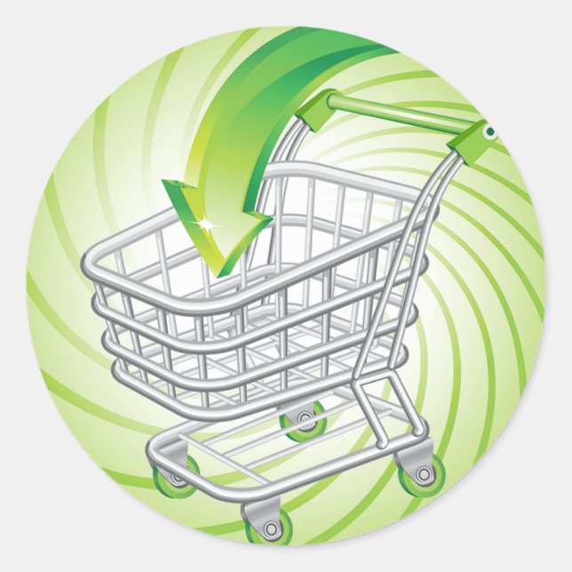 Supermarket Shopping Cart Classic Round Sticker (Front)