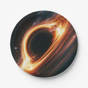 Supermassive Black Hole Accretion Disc Space Art Paper Plate