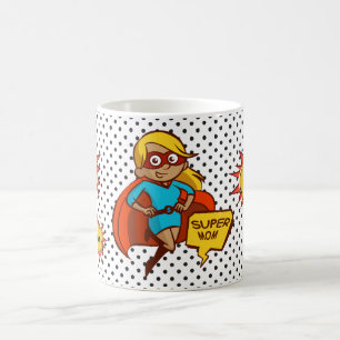 Supermom pop art illustration coffee mug
