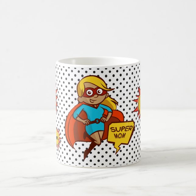 Supermom pop art illustration coffee mug (Center)