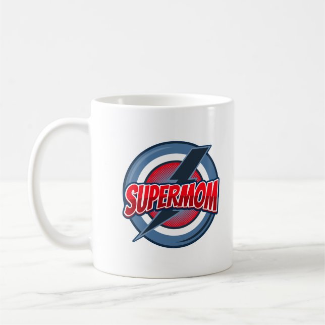 Supermom retro logo style  coffee mug (Left)
