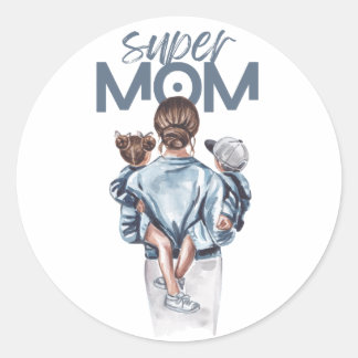 Supermom round sticker