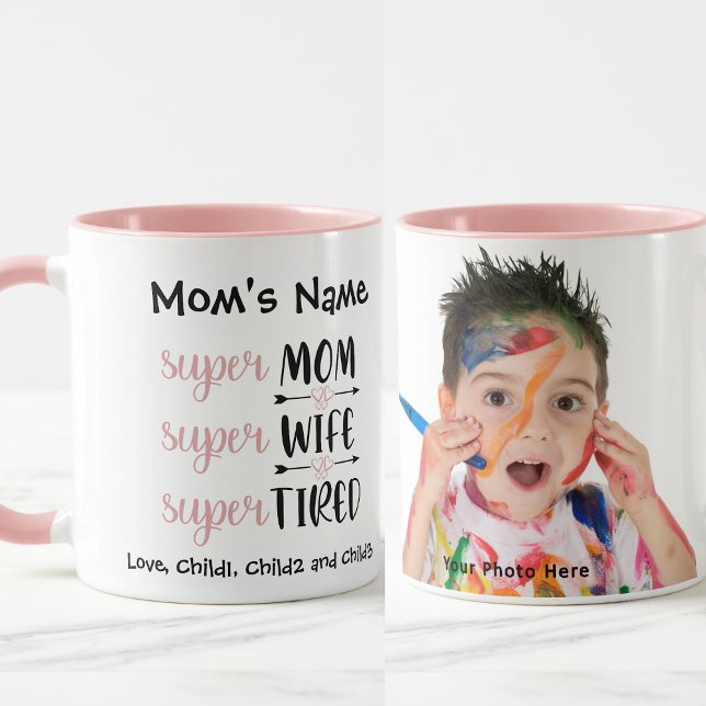 SuperMom Super Wife Super Tired Customisable Photo Mug (Creator Uploaded)