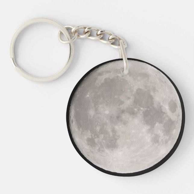 Supermoon in black sky key ring (Front)