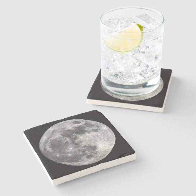 Supermoon Moon Stone Coaster (Side)