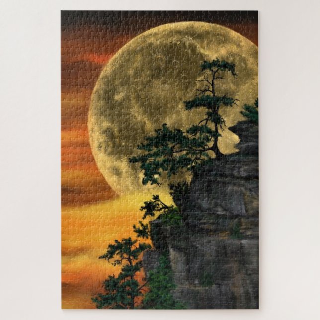 Supermoon Night - Drawing Art Collection Jigsaw Puzzle (Vertical)