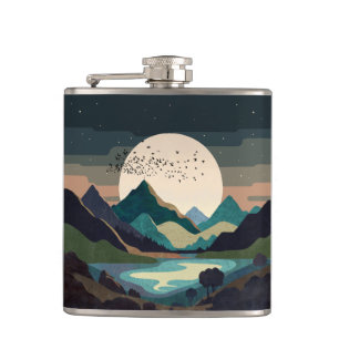 Supermoon On The Lake Hip Flask