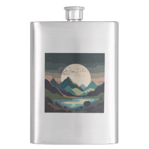 Supermoon On The Lake Hip Flask