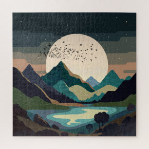 Supermoon On The Lake Jigsaw Puzzle