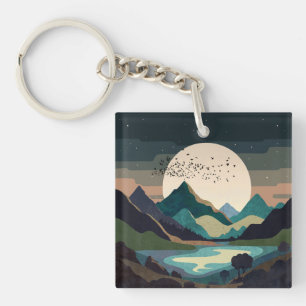 Supermoon On The Lake Key Ring