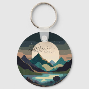 Supermoon On The Lake Key Ring