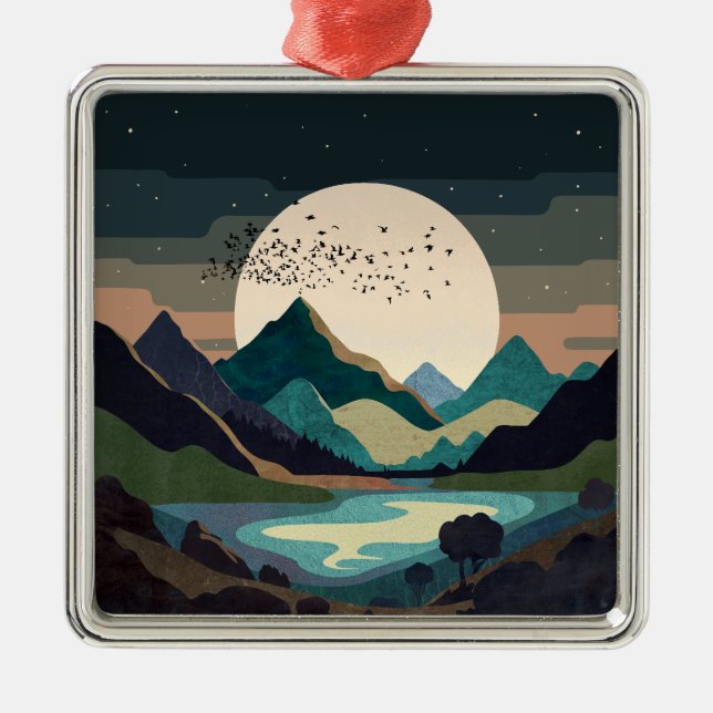 Supermoon On The Lake Metal Ornament (Front)