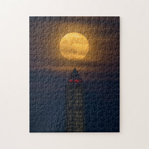 Supermoon Over Washington Monument Jigsaw Puzzle
