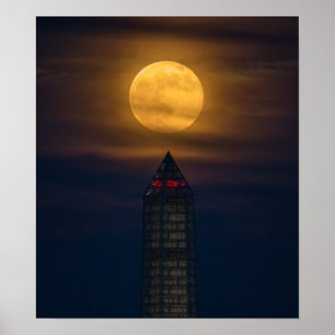 Supermoon Over Washington Monument Poster
