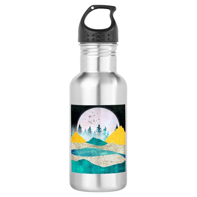 Supermoon Rising Landscape 532 Ml Water Bottle (Front)