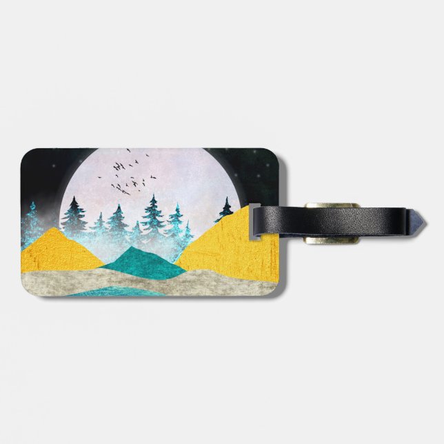 Supermoon Rising Landscape Luggage Tag (Back Horizontal)