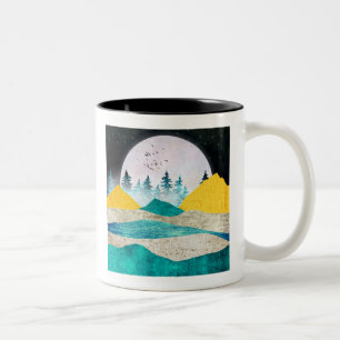 Supermoon Rising Landscape Two-Tone Coffee Mug