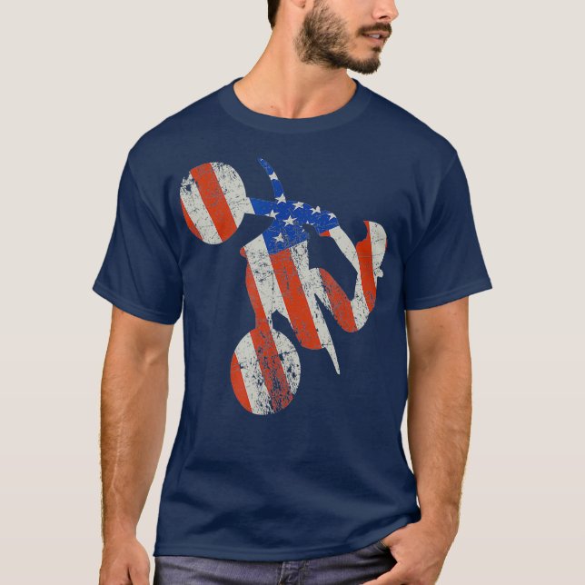 Supermoto America Flag Supercross Riding T-Shirt (Front)