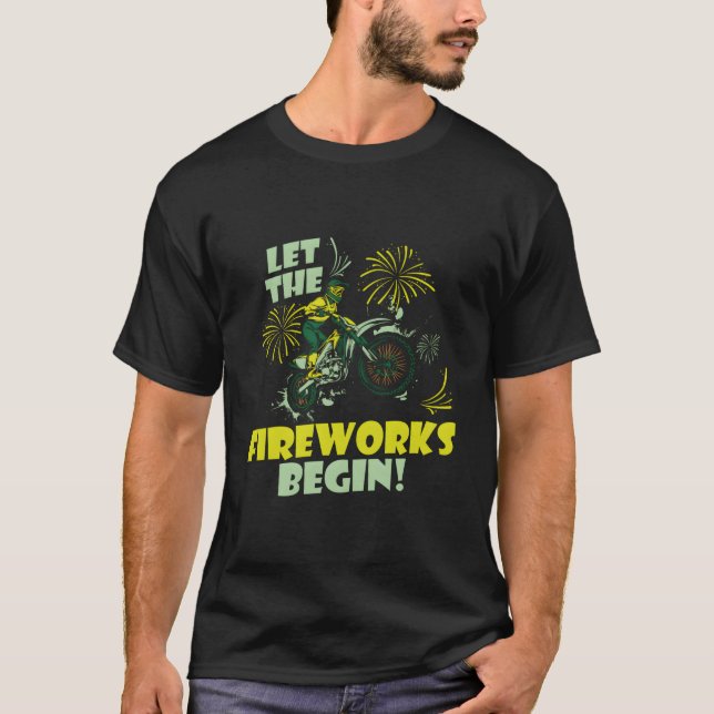 Supermoto Fireworks Mx Motocross Dirt Biking 4Th O T-Shirt (Front)