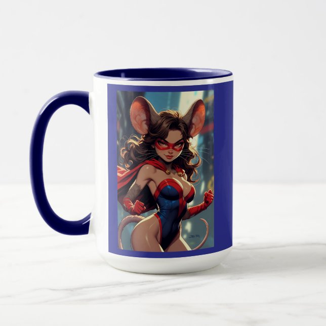 SuperMouse Woman blue combo mug 2 sided (Left)