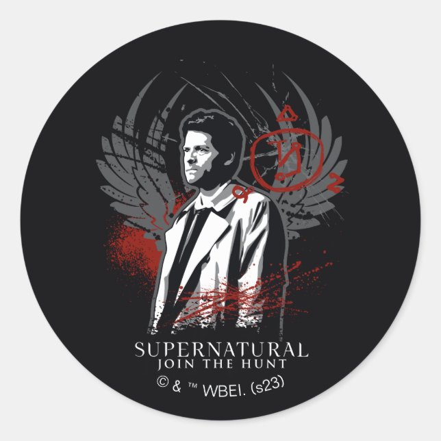 Supernatural Castiel Graffiti Graphic Classic Round Sticker (Front)