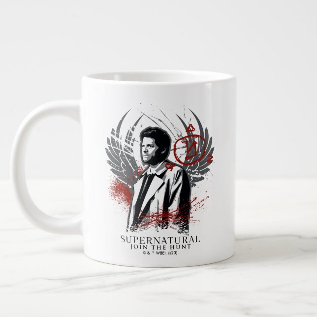Supernatural Castiel Graffiti Graphic Large Coffee Mug (Left)