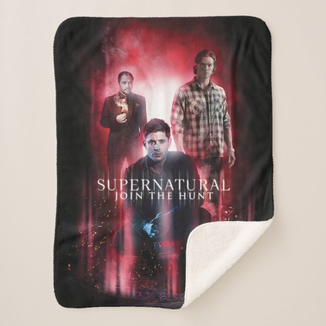 Supernatural Crowley, Dean, and Sam Sherpa Blanket (Front)