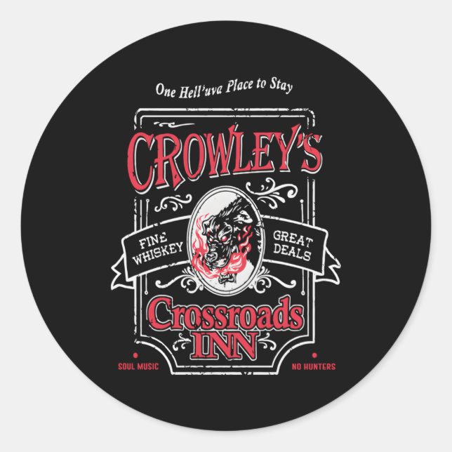 Supernatural Crowley'S Crossroads Inn Classic Round Sticker (Front)