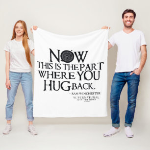 Supernatural "Hug Back" Quote Fleece Blanket