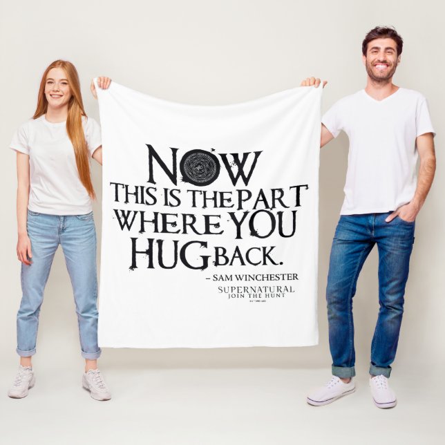 Supernatural "Hug Back" Quote Fleece Blanket (In Situ)