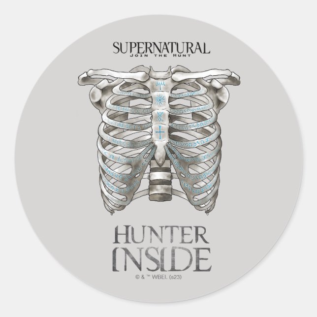Supernatural "Hunter Inside" Ribcage Graphic Classic Round Sticker (Front)