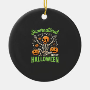 Supernatural Skeleton Halloween Vector Design_1 Ceramic Ornament