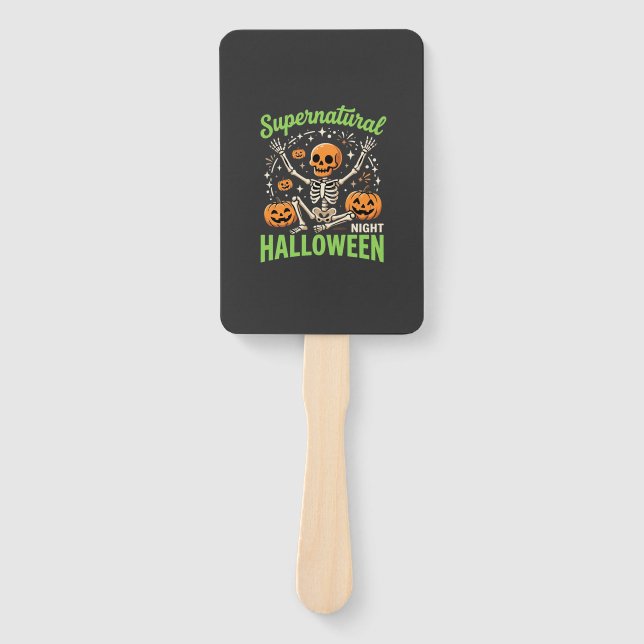 Supernatural Skeleton Halloween Vector Design_1 Hand Fan (Front)