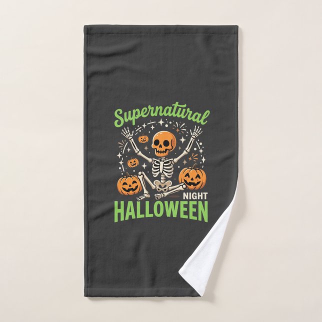 Supernatural Skeleton Halloween Vector Design_1 Hand Towel (Hand Towel)
