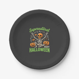 Supernatural Skeleton Halloween Vector Design_1 Paper Plate