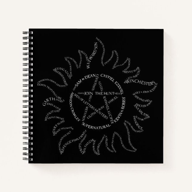 Supernatural Typography Pentagram Notebook (Front)