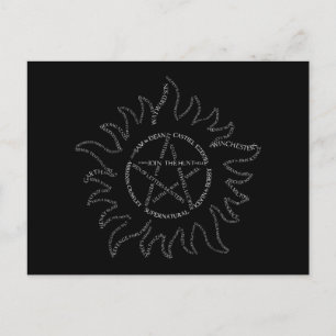 Supernatural Typography Pentagram Postcard