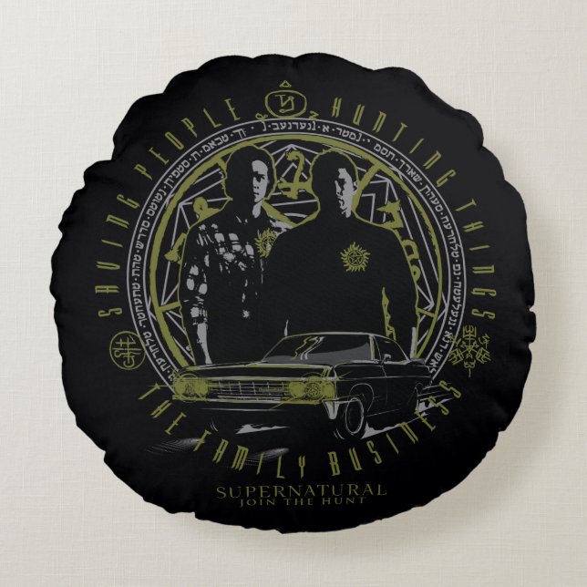 Supernatural Winchester Brothers Family Business Round Cushion (Front)
