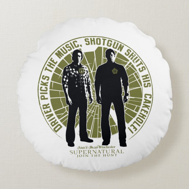 Supernatural Winchester Brothers "Shotgun" Round Cushion (Front)