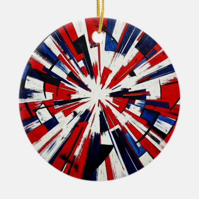 Supernova Pop – Abstract Geometric Explosion Ceramic Ornament (Front)