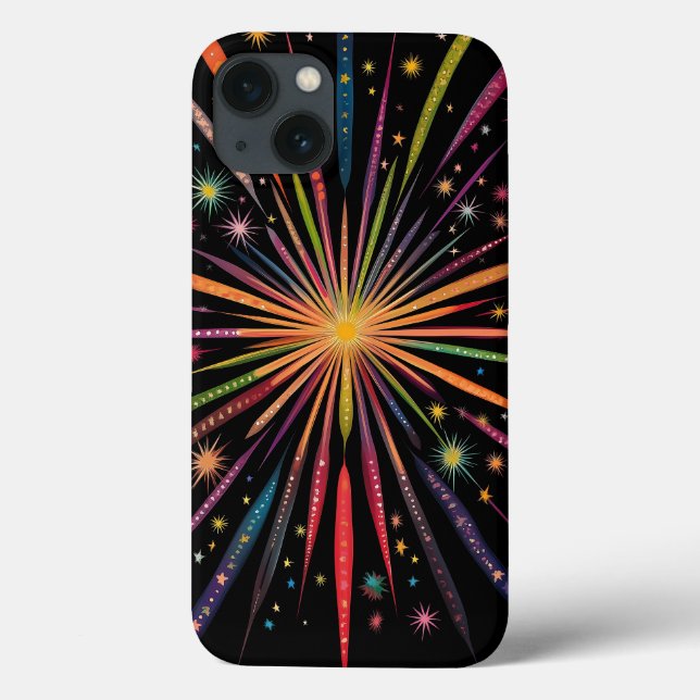 Supernova - Rainbow Stars Galaxy Black Retro Boho Case-Mate iPhone Case (Back)
