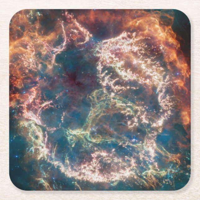 Supernova Remnant Cassiopeia A. Square Paper Coaster (Front)