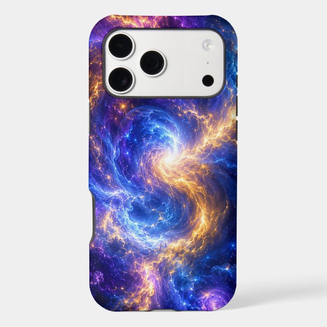 Supernova Vortex: Gold & Blue Space Art  (Back)