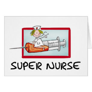supernurse - Humourous Cartoon Nurse on Syringe.
