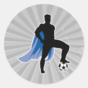 supero hero soccer player classic round sticker