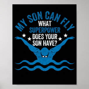 Superpower Funny Mum Dad Swimming Team Parent My Poster