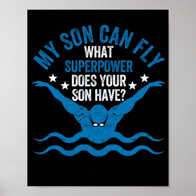 Superpower Funny Mum Dad Swimming Team Parent My Poster (Front)
