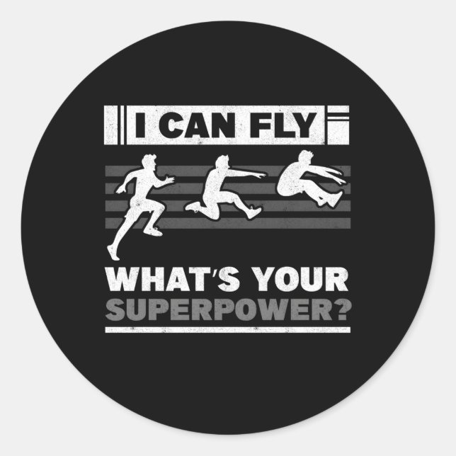 Superpower Jumg Triple Jumper Track And Field Long Classic Round Sticker (Front)