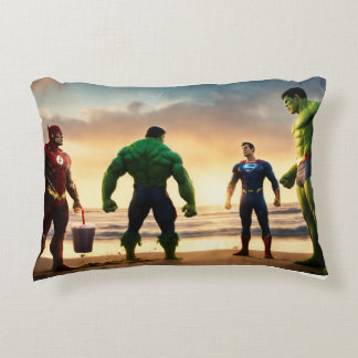 "Superpowered Mashup: Heroes, Chaos, & Milkshakes" Decorative Cushion