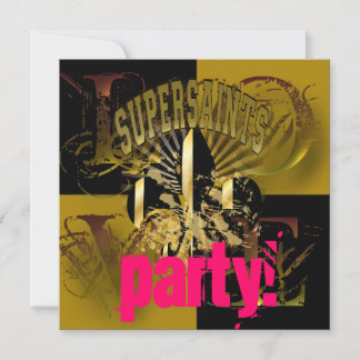 Supersaints party, Fleur de Lis/black + gold Invitation